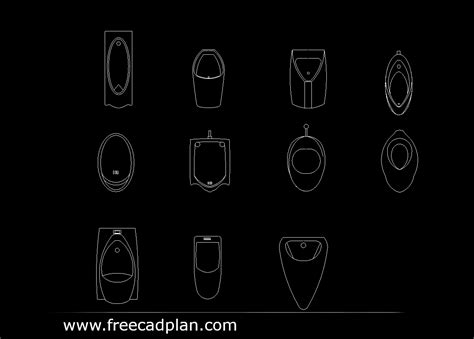 Urinal DWG Cad Block IN front view - free cad plan