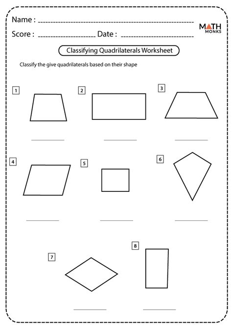 Classifying Quadrilaterals Worksheets - Math Monks