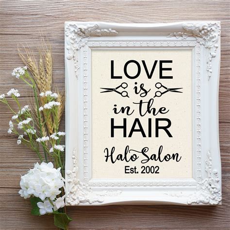 Love is in the Hair, Hair Stylist Gift, Rustic Hair Salon, Hair Dresser Gift, Salon Gift, New ...