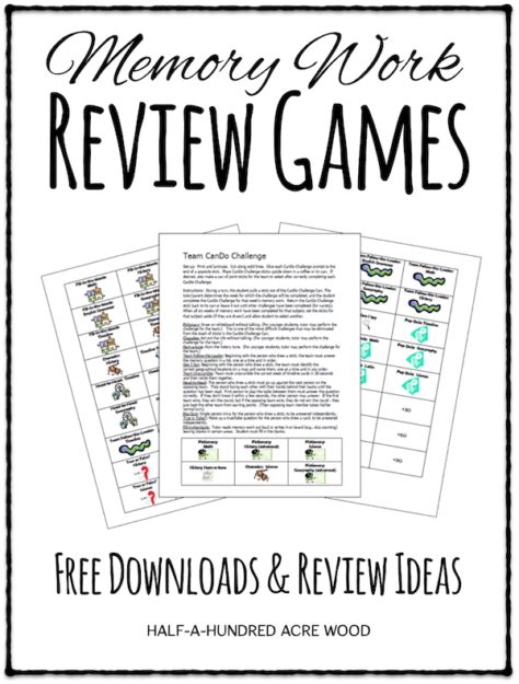 Memory Work Review Games : Half a Hundred Acre Wood