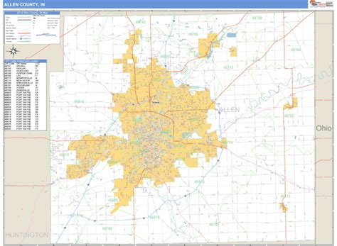 Allen County, Indiana Zip Code Wall Map | Maps.com.com