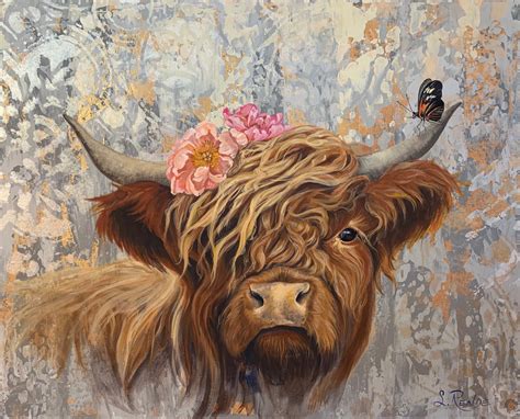 Highland Hippie Cow Painting Giclee Art Print | Etsy