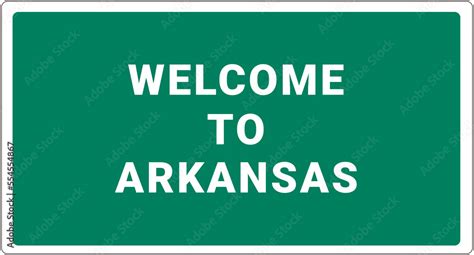 Welcome to Arkansas. Arkansas logo on green background. Arkansas sign ...