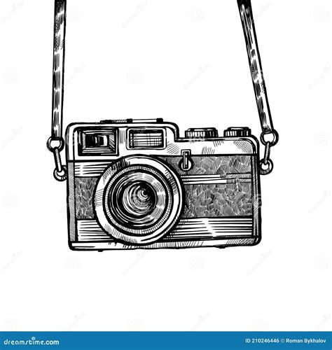 Vintage Old Photo Camera Drawn Vector Llustration Stock Vector - Illustration of object, line ...