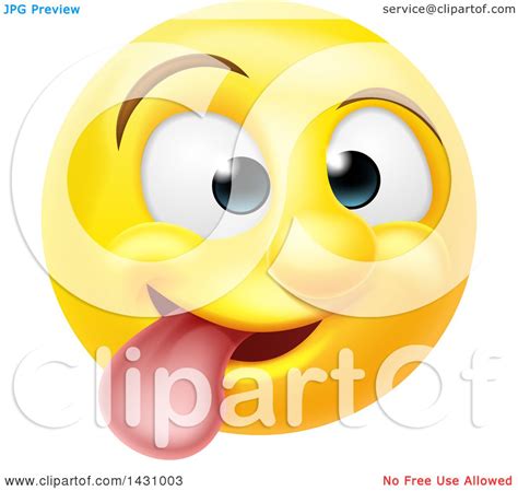 Clipart of a Cartoon Goofy Yellow Smiley Face Emoji Emoticon - Royalty Free Vector Illustration ...