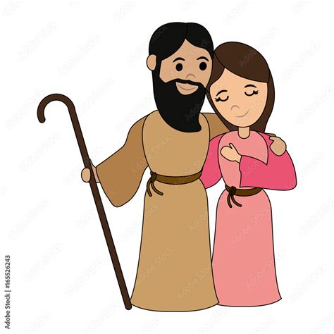 virgin mary and saint joseph cartoon Stock Vector | Adobe Stock