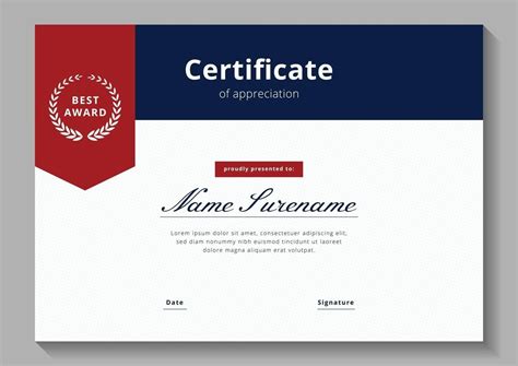 Certificate Design Template, Certificate Of Appreciation, Lorem Ipsum, Vector Art, Red And Blue ...