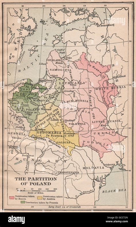 THE PARTITION OF POLAND. To Prussia Russia & Austria in 1772 1793 1795 ...