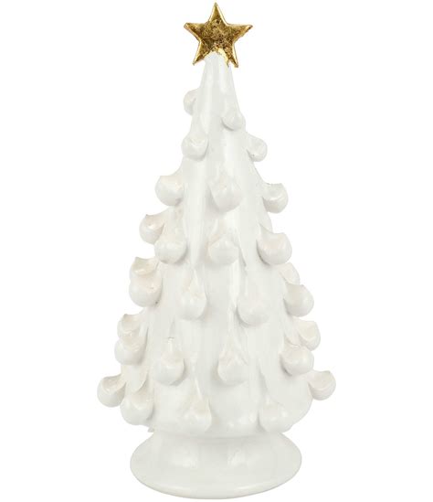 VIETRI Holiday Foresta Collection White Medium Christmas Tree with Gold ...