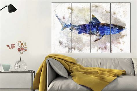 Shark Canvas Wall Art Abstract Water Animal Wall Art Abstract | Etsy