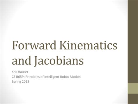 Forward kinematics