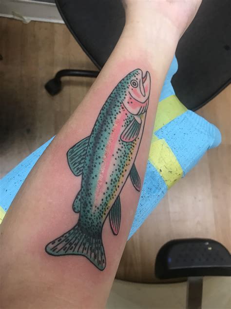 Traditional style rainbow trout. Non-stop art, Birmingham, AL : r/tattoo