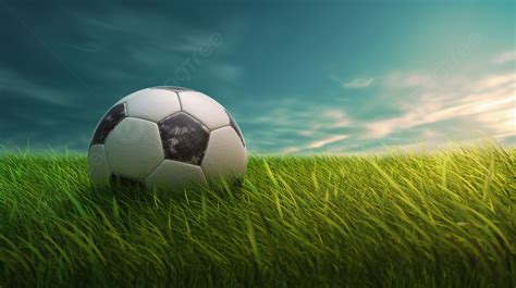 Clipping Path Included Grass Field Banner With 3d Rendered Soccer Ball ...