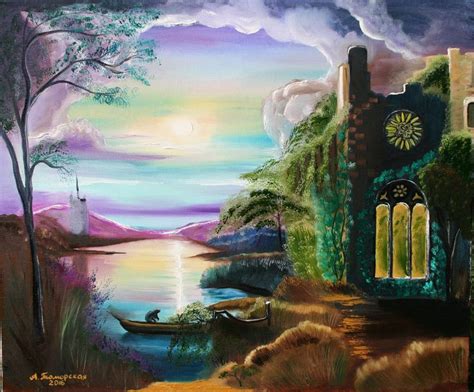 Gothic Landscape inspired by Halloween. Original oil painting on Canvas ...