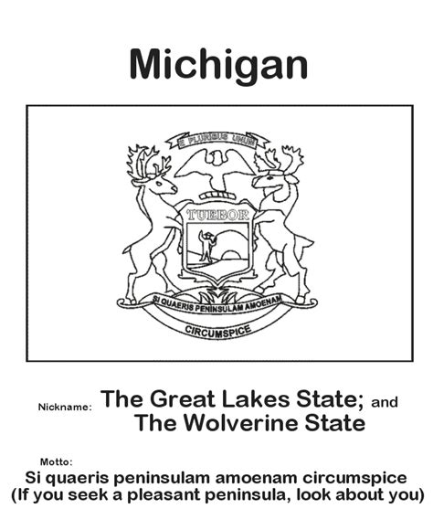 USA-Printables: Michigan State Flag - State of Michigan Coloring Pages