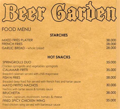 Beer Garden - J Boutique Hotel Menu - Zomato Indonesia