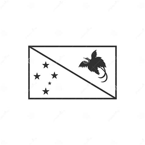 Papua New Guinea Flag Icon in Black Outline Flat Design Stock Vector - Illustration of symbol ...