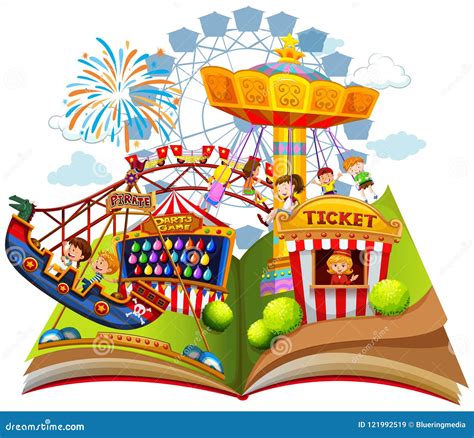 Fun Carnival within Pop Up Book Stock Vector - Illustration of park ...