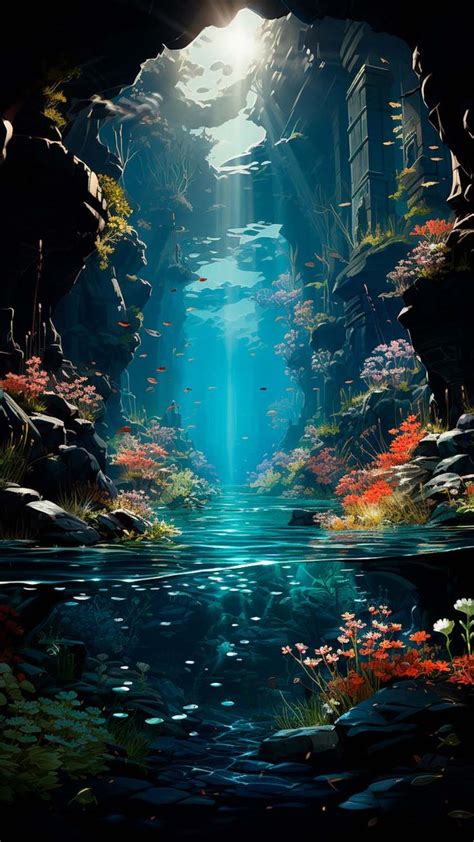 Underwater Cave iPhone Wallpaper