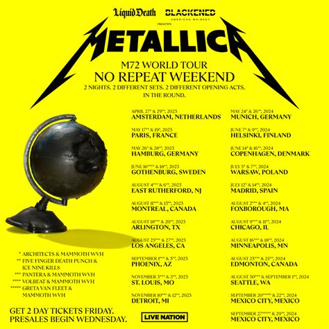 Metallica 2023-2024 Tour Dates – Metallica Concert Calender – Hollywood ...