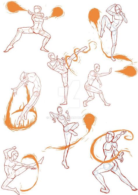 Practice Sketches 4 (FireBender Poses) by R-a-v-3-n on DeviantArt | Poses de luta, Desenho de ...