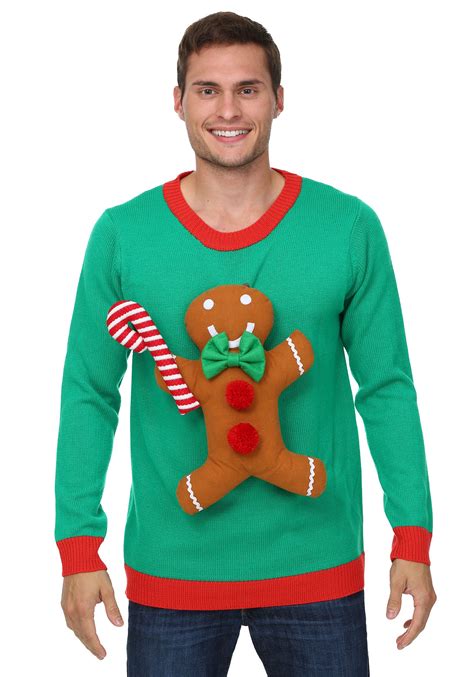 3D Gingerbread Man Ugly Christmas Sweater