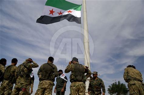 Syrian National Army flag hung in northern Tal Abyad - Anadolu Ajansı