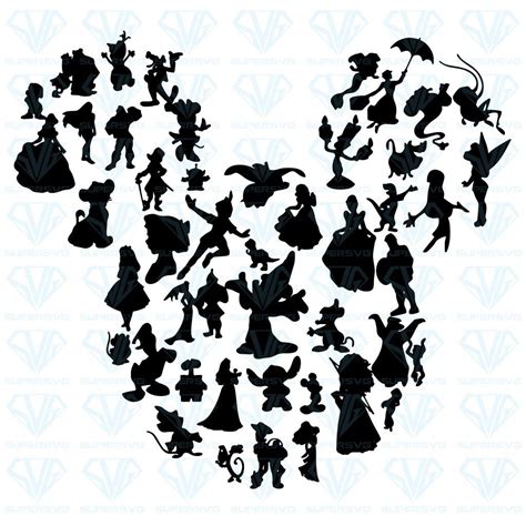 Disney Character Mickey Silhouette Svg Files For Silhouette Files For Cricut Svg Dxf Eps Png ...