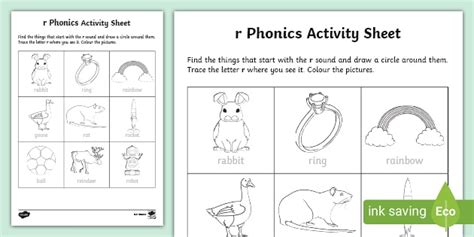 Phonics 'r' Sound Worksheet - Linguistic Phonics Resources