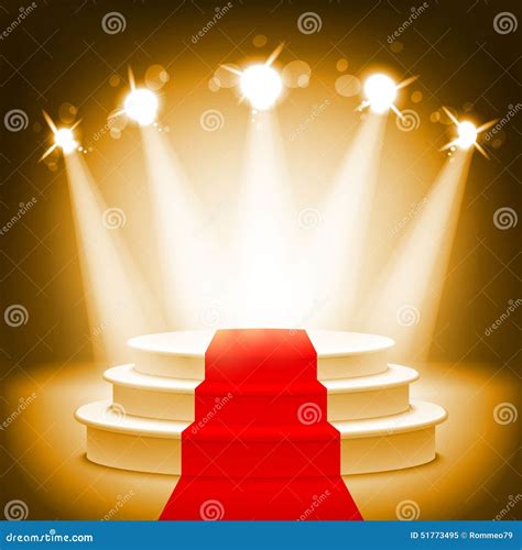 Illuminated Stage Podium for Award Ceremony Vector Illustration Stock ...