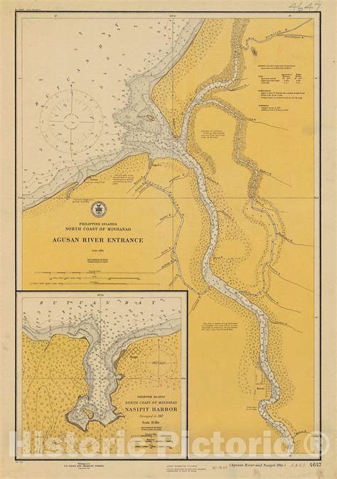 Historic Nautical Map - North Coast Of Mindanao Agusan River Entrance And Nasipit Harbor, 1911 ...