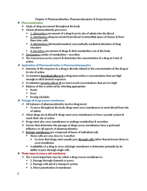 Chapter 4: Pharmacokinetics, Pharmacodynamics & Drug Interactions ...