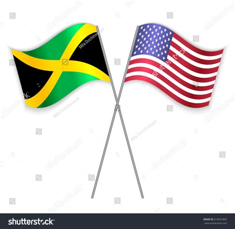 Jamaican American Crossed Flags Jamaica Combined Stock Vector (Royalty ...