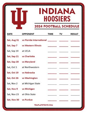 Printable 2024 Indiana Hoosiers Football Schedule