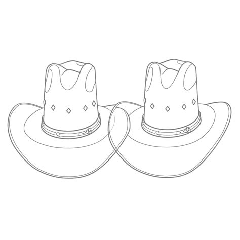 Cowboy Hat And Cowboy Boots Coloring Page Outline Sketch Drawing Vector, Cow Drawing, Cowboy Hat ...