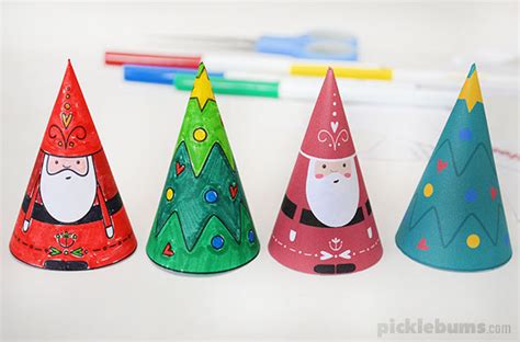 Paper Cone Christmas Decorations - Free Printable - Picklebums