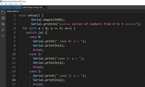 Switch case statement in Arduino