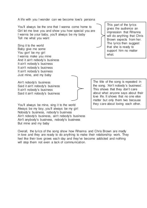 Nobody's Business Annotated Lyrics