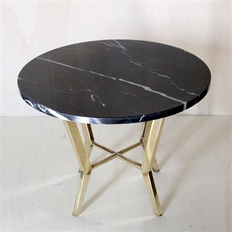 Black marble top coffee table with brass structure, 1970s | #121939