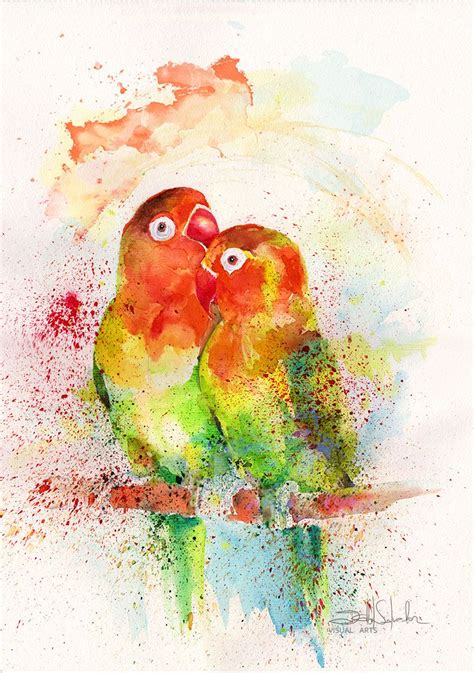 Love birds: watercolor | Bird watercolor paintings, Watercolor bird ...