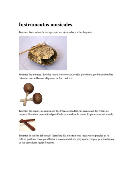 Garifunas - SOY ESTUDIANTE - Instrumentos musicales Tenemos las conchas ...