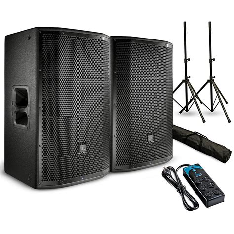 JBL PRX815W Powered 15" Speaker Pair With Stands and Power Strip ...