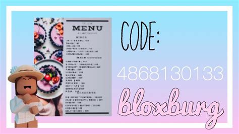 Menu Sign Cafe Bloxburg ID Codes