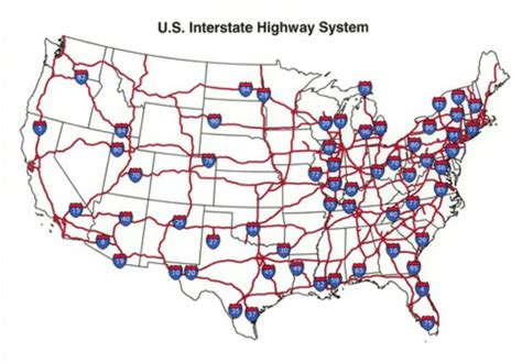 Map of the U.S. Interstate Highway System - The Interstate Highway Act of 1956 and the Growth of ...