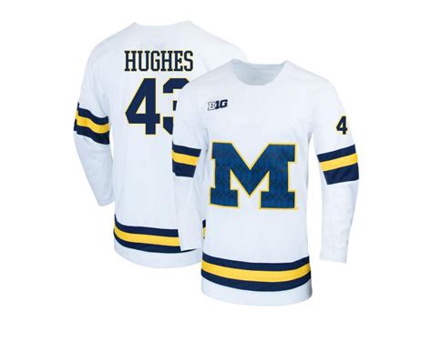 Men's Luke Hughes White Michigan Wolverines Hockey Jersey - #43