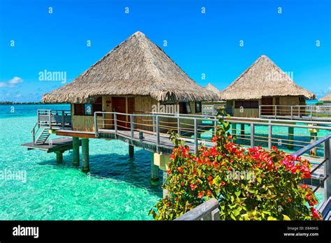 Overwater bungalows, Bora Bora, French Polynesia Stock Photo - Alamy