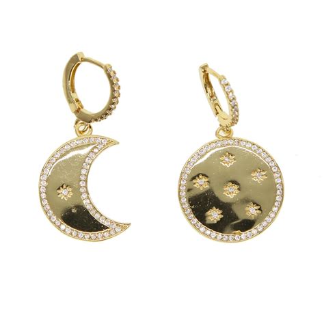 Aliexpress.com : Buy Glossy full moon and crecent moon earrings set micro pave cz stars top ...