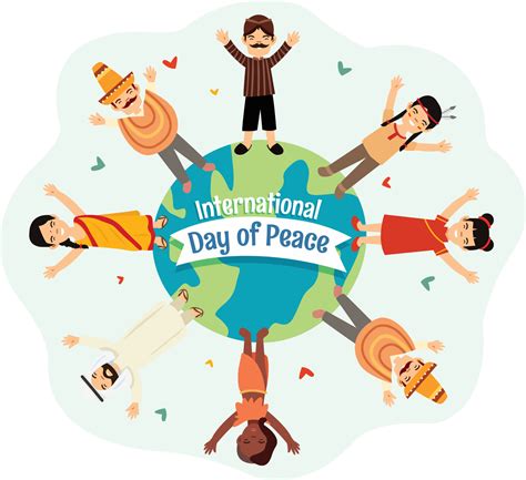 World peace day celebration with illustration of people from different ...