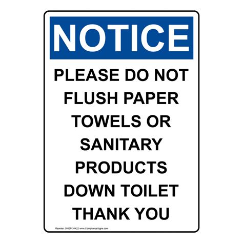 Please Do Not Flush Paper Towels Down Toilet Sign Please Do Not Flush ...