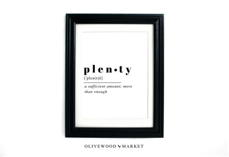 Plenty Definition Minimalist Printable Wall Art Download - Etsy